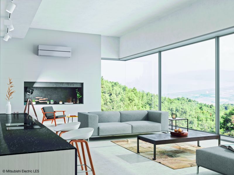 Mitsubishi MSZ-LN Diamond in Pearl White im Wohnraum